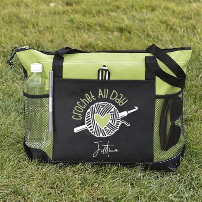Crochet All Day Personalized Crochet Lover Tote Bag