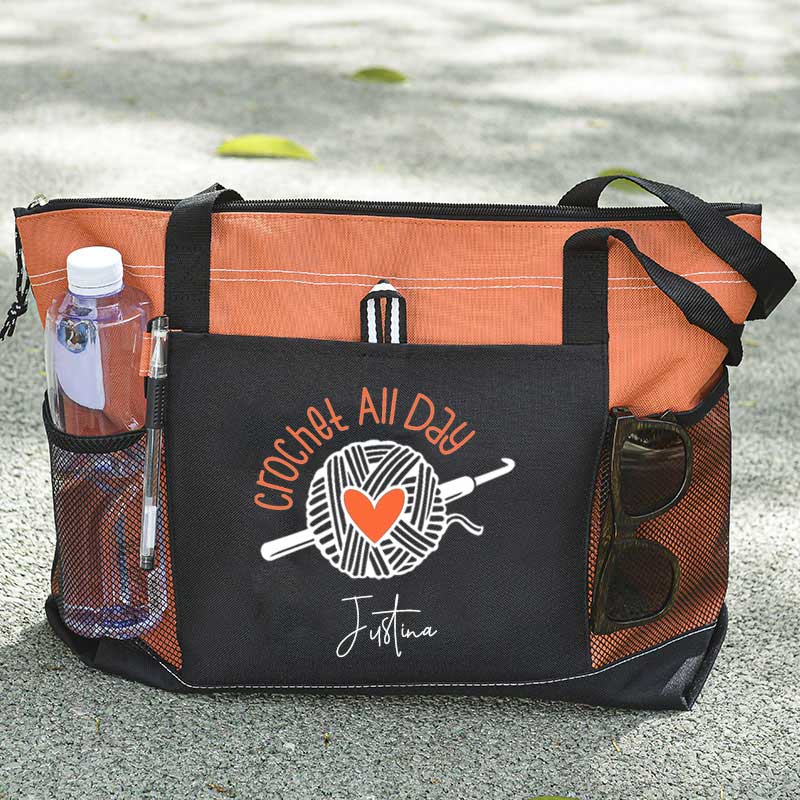 Crochet All Day Personalized Crochet Lover Tote Bag