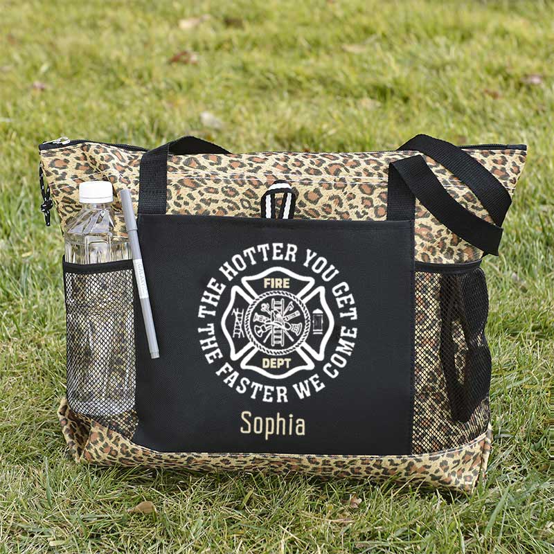 The Hotter You Get, The Faster We Come Maltese Cross Firefighter Custom Tote Bag