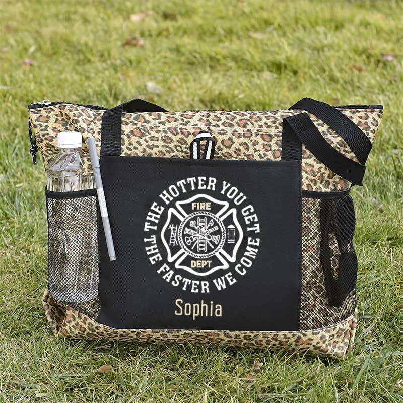 The Hotter You Get, The Faster We Come Maltese Cross Firefighter Custom Tote Bag