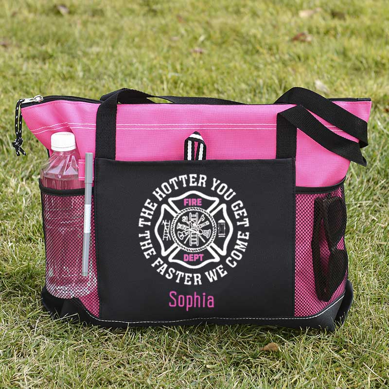 The Hotter You Get, The Faster We Come Maltese Cross Firefighter Custom Tote Bag