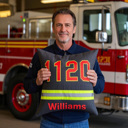 Custom Firefighter Reflective Stripe Throw Pillow