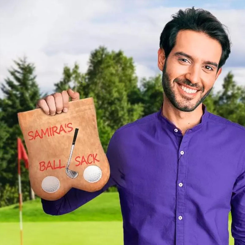 Custom Golf Balls Sack Personalized Name Ball Bag Tee Holder Set