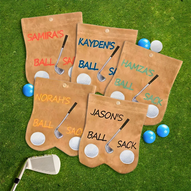Custom Golf Balls Sack Personalized Name Ball Bag Tee Holder Set