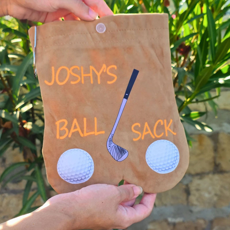 Custom Golf Balls Sack Personalized Name Ball Bag Tee Holder Set