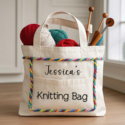 Custom Knitting Crochet Lovers Tote Bag Yarn Design