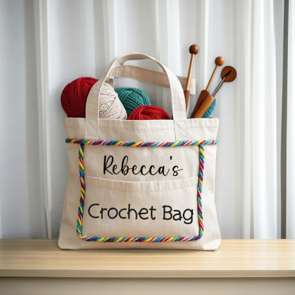 Custom Knitting Crochet Lovers Tote Bag Yarn Design