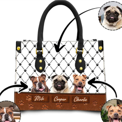 Custom Leather HandBag With Pet Photo