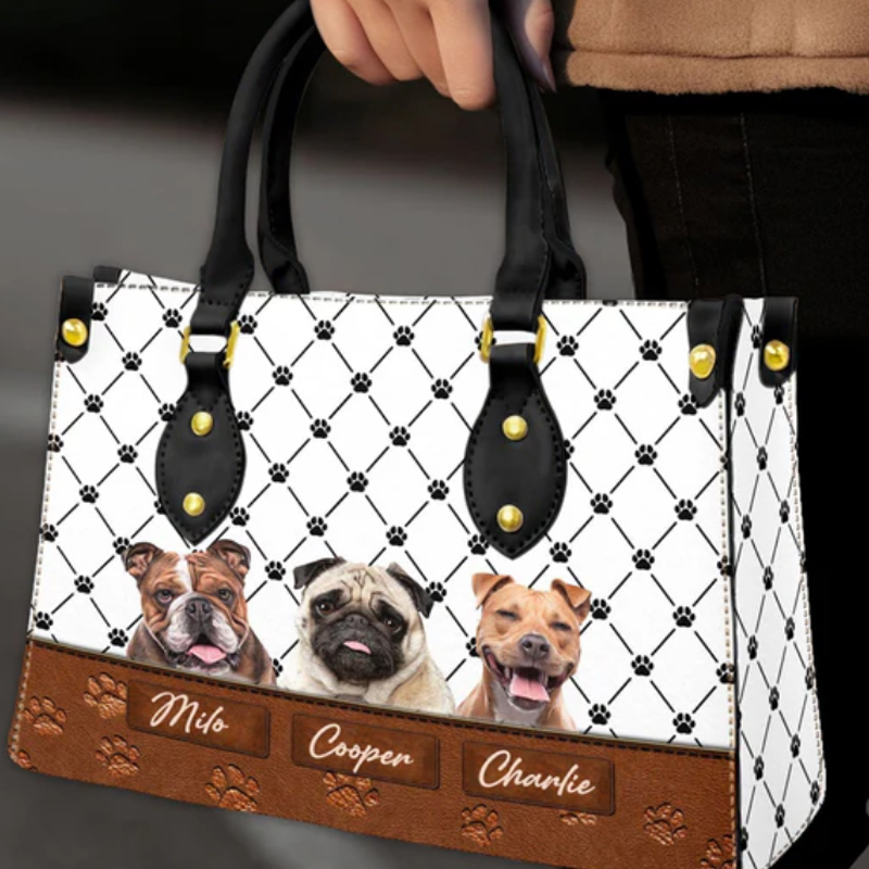 Custom Leather HandBag With Pet Photo