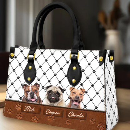 Custom Leather HandBag With Pet Photo