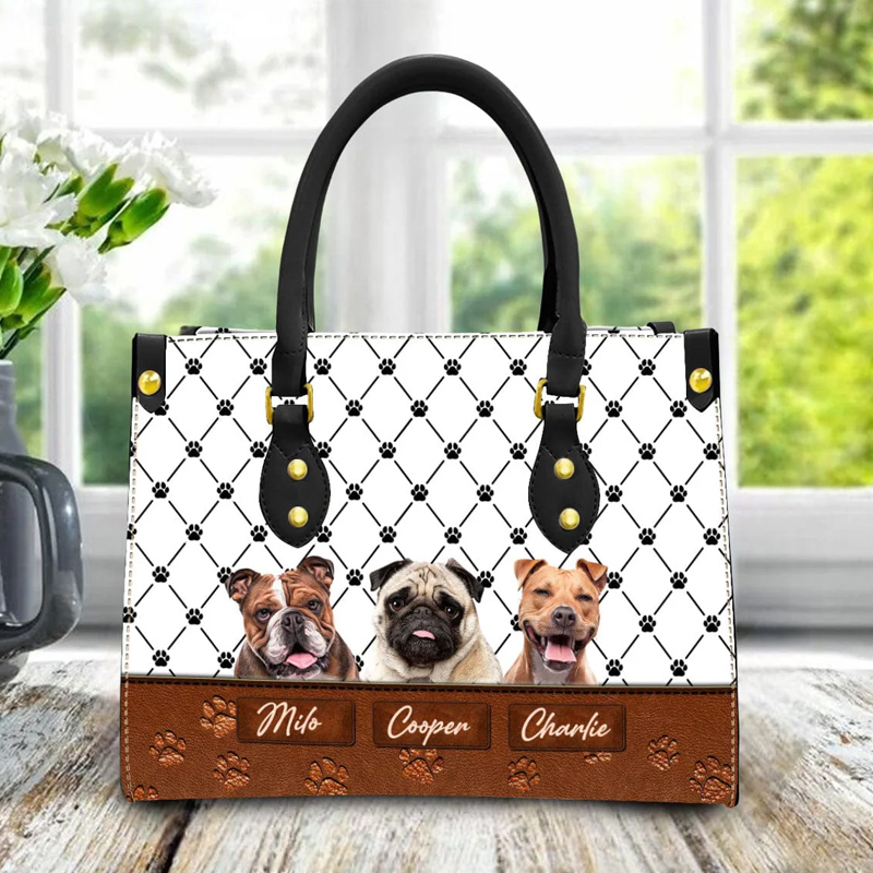 Custom Leather HandBag With Pet Photo