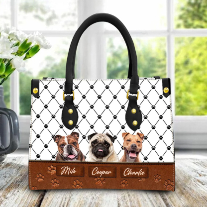 Custom Leather HandBag With Pet Photo