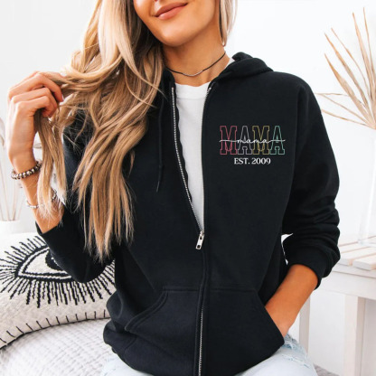 Custom Mama Est Zip Pullover Sweatshirt