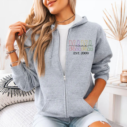 Custom Mama Est Zip Pullover Sweatshirt