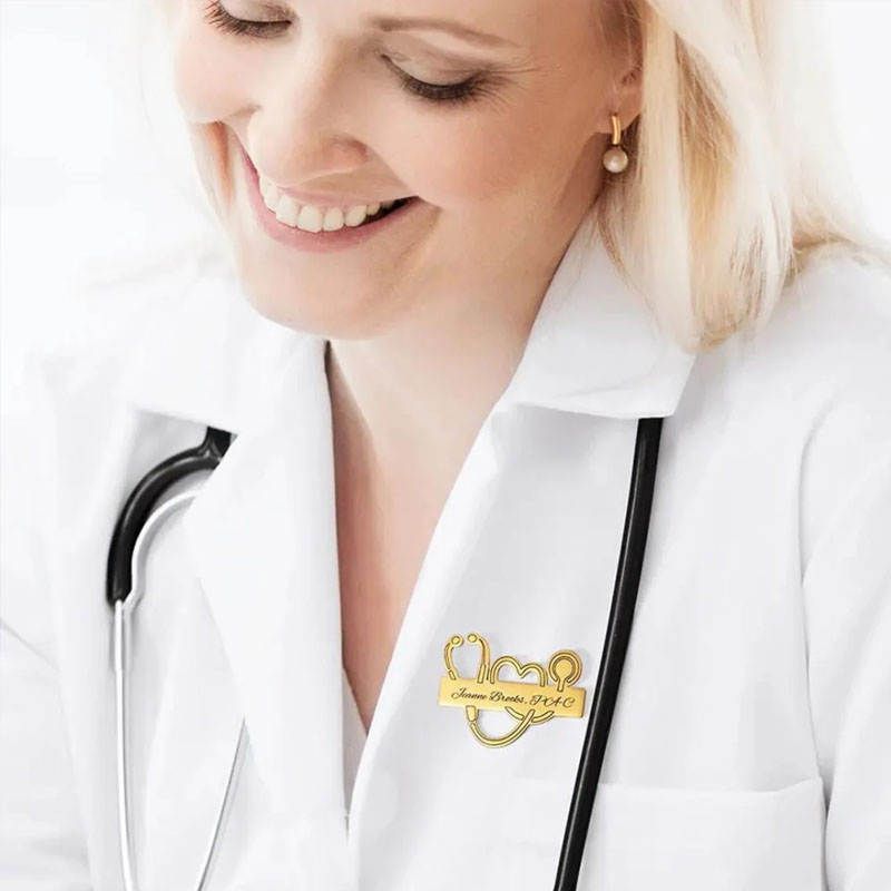 Custom Name Stethoscope Medical School Graduation Brooch