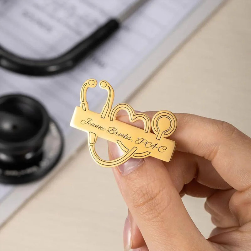 Custom Name Stethoscope Medical School Graduation Brooch