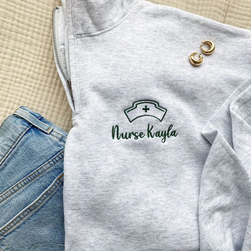 Custom School Nurse Quarter Zip Sweatshirt