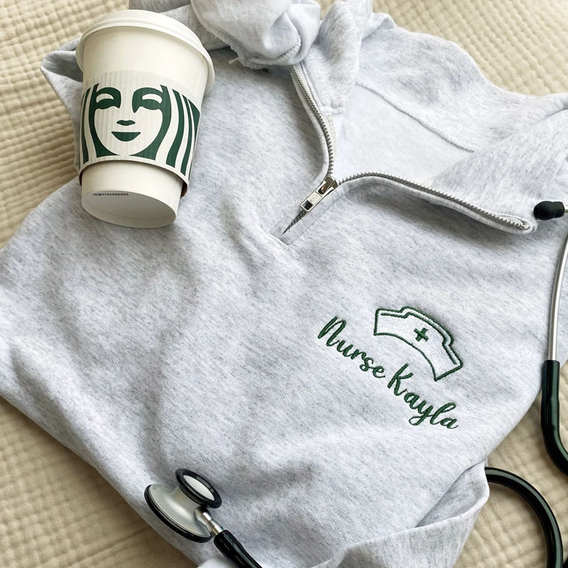 Custom School Nurse Quarter Zip Sweatshirt