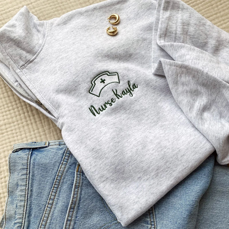 Custom School Nurse Quarter Zip Sweatshirt