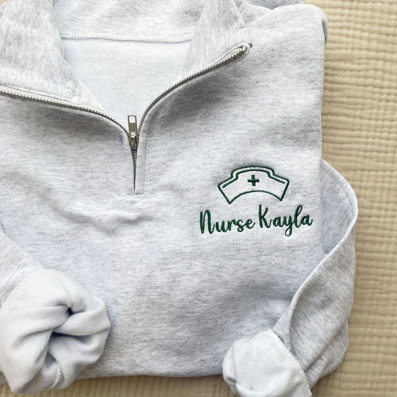 Custom School Nurse Quarter Zip Sweatshirt