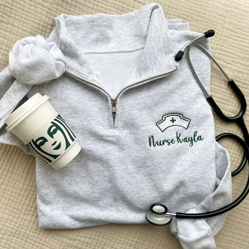 Custom School Nurse Quarter Zip Sweatshirt