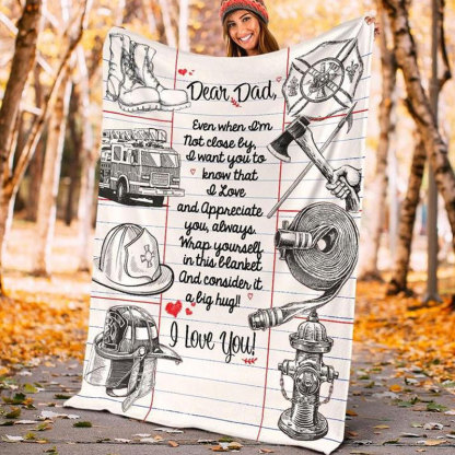 Dear Dad Firefighter Blanket From Daughter Son