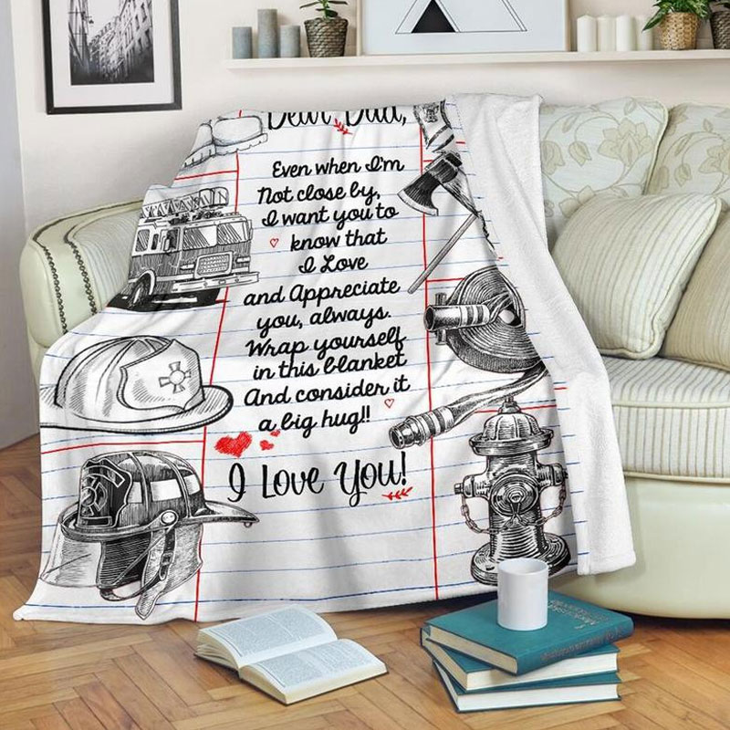 Dear Dad Firefighter Blanket From Daughter Son