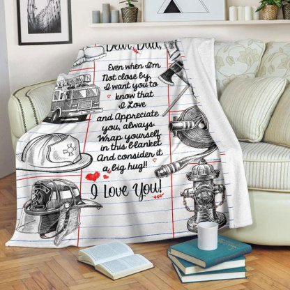 Dear Dad Firefighter Blanket From Daughter Son