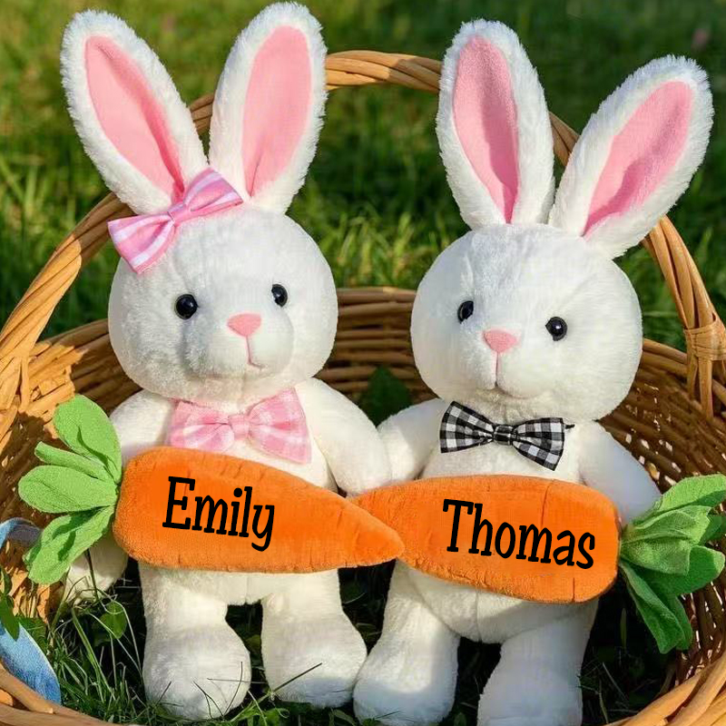 Easter Cute Bunny Toy With Carrot Custom Name