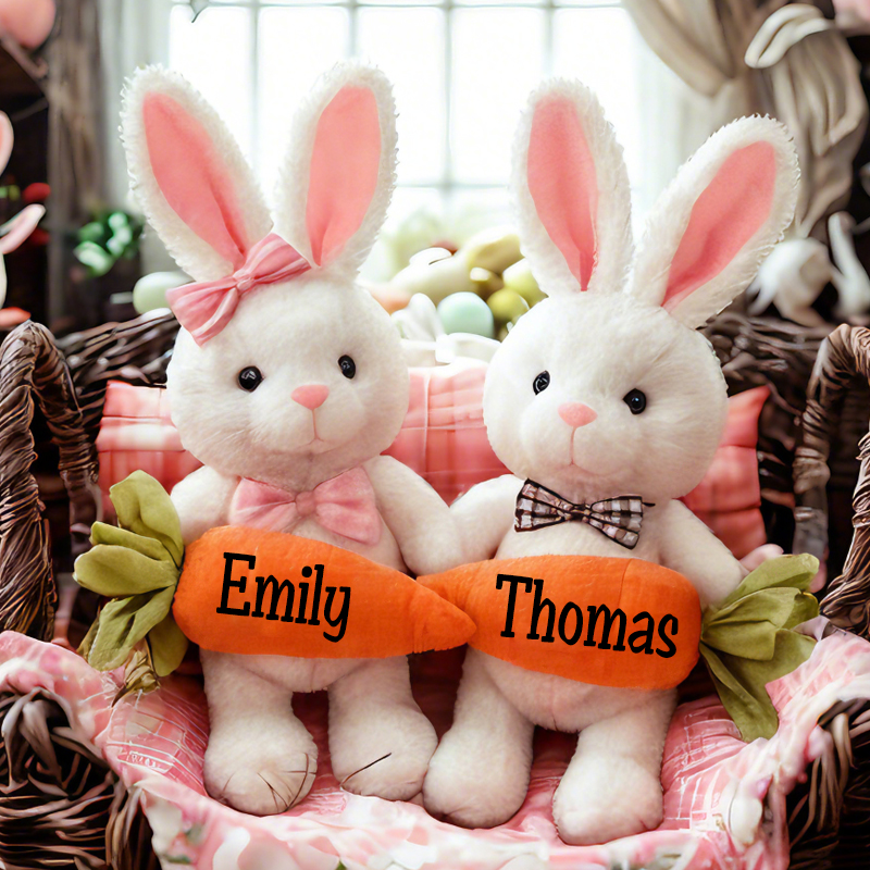 Easter Cute Bunny Toy With Carrot Custom Name