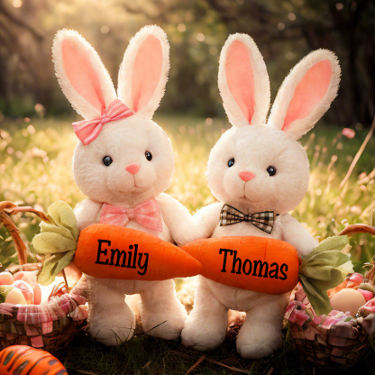Easter Cute Bunny Toy With Carrot Custom Name