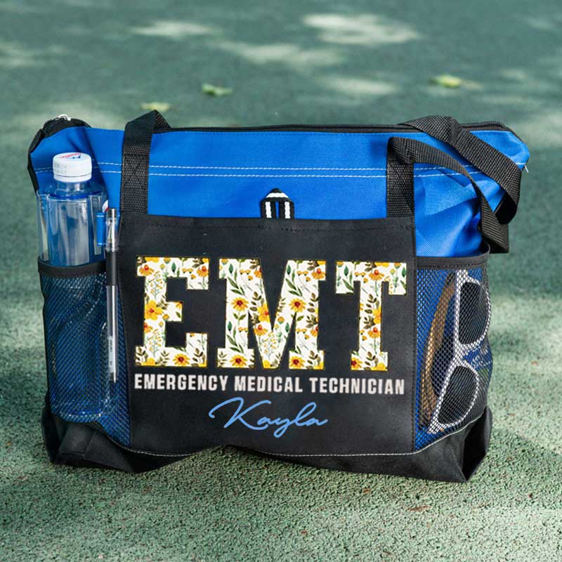  Boho Floral EMT Personalized Tote Bag
