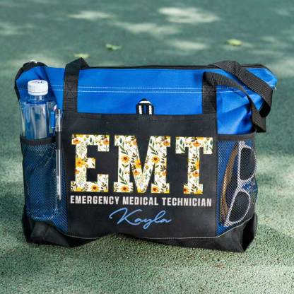  Boho Floral EMT Personalized Tote Bag