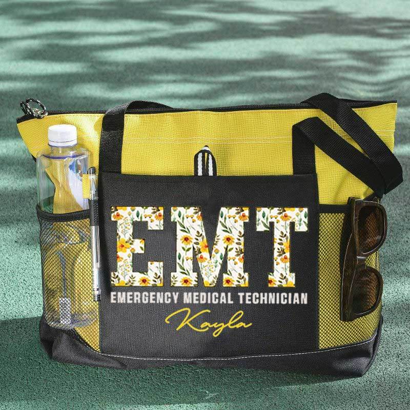  Boho Floral EMT Personalized Tote Bag