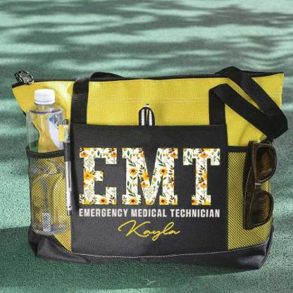  Boho Floral EMT Personalized Tote Bag