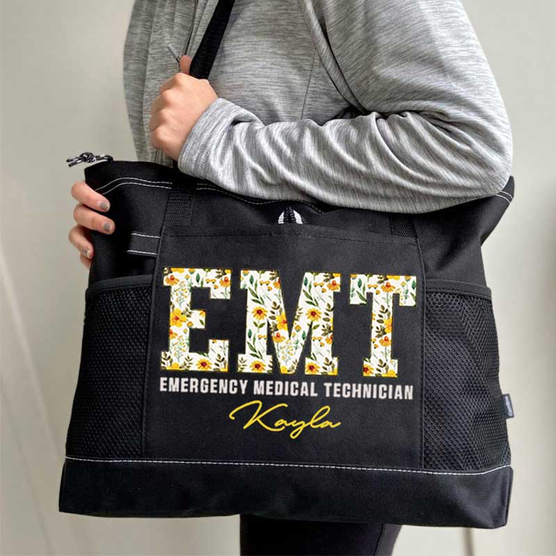  Boho Floral EMT Personalized Tote Bag