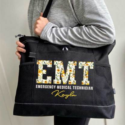  Boho Floral EMT Personalized Tote Bag