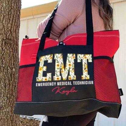  Boho Floral EMT Personalized Tote Bag