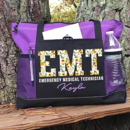  Boho Floral EMT Personalized Tote Bag