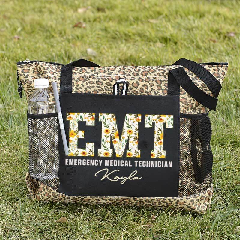  Boho Floral EMT Personalized Tote Bag