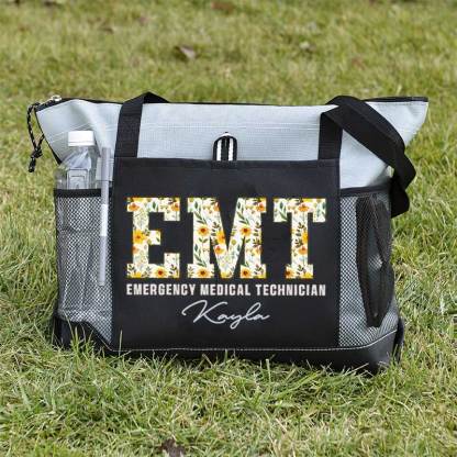  Boho Floral EMT Personalized Tote Bag