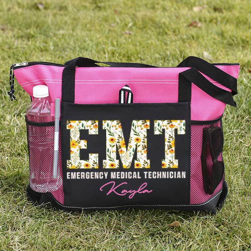  Boho Floral EMT Personalized Tote Bag