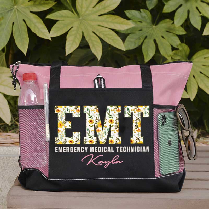  Boho Floral EMT Personalized Tote Bag