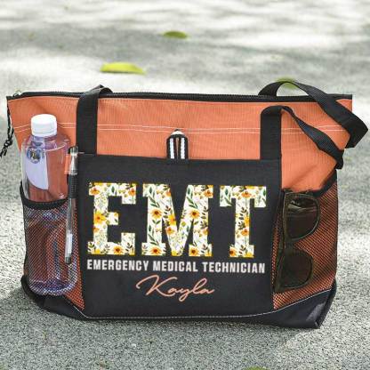  Boho Floral EMT Personalized Tote Bag