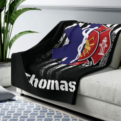 Personalized Firefighter EMS EMT Flag Blanket