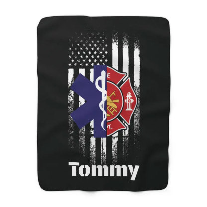 Personalized Firefighter EMS EMT Flag Blanket