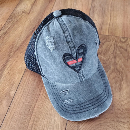 Fire Fighter Number Thin Red Line Heart Cap