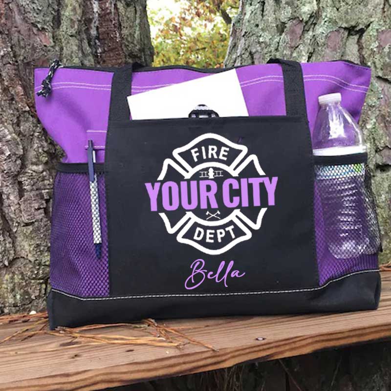 Maltese Cross Firefighter Custom Your City and Name Tote Bag