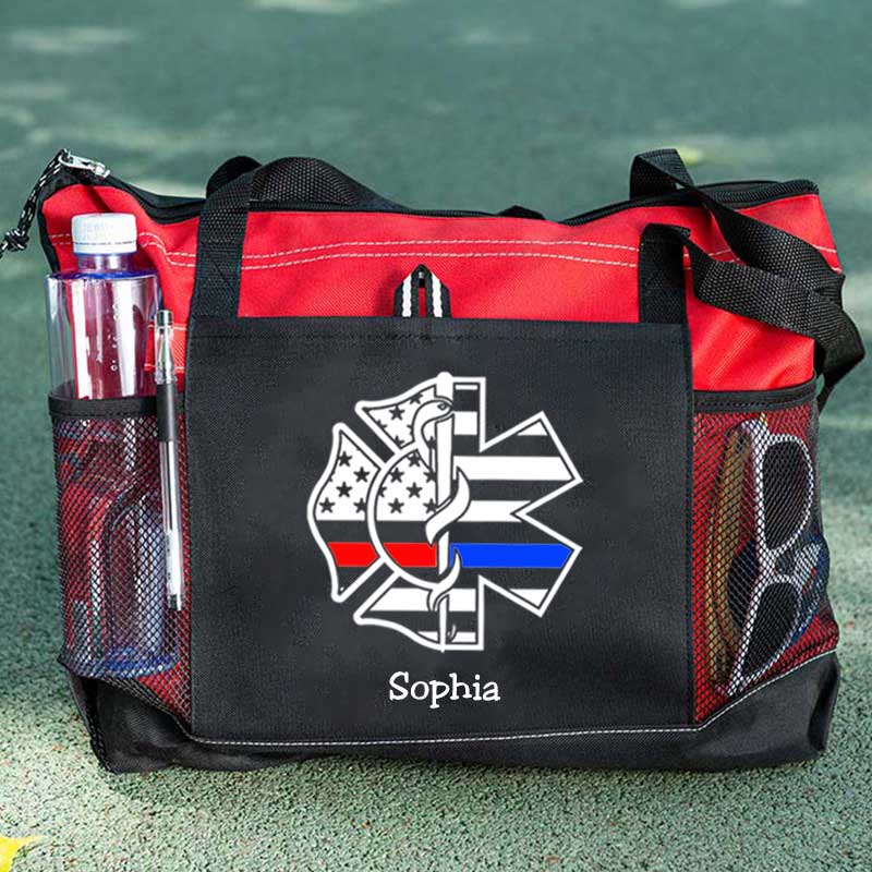 Personalized Fire and EMS White Flag Tote Bag