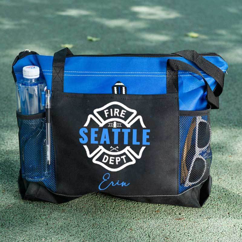 Maltese Cross Firefighter Custom Your City and Name Tote Bag